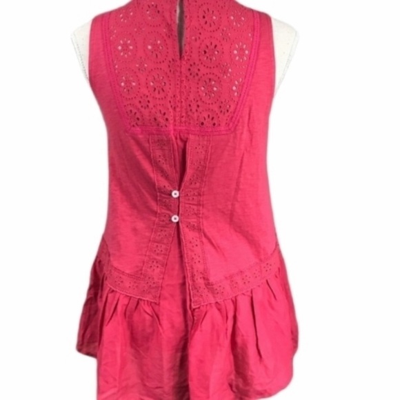 Meadow Rue Tank Top‎ size small eyelet top peplum pink red - Picture 3 of 14